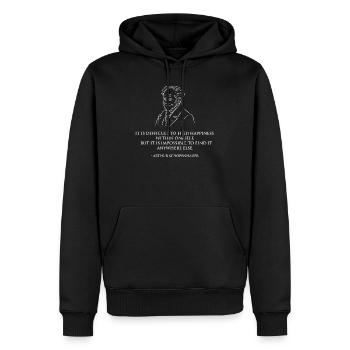 Glück im Schopenhauer-Porträt - Männer Premium Bio Hoodie - Schwarz - Vorne - Nico (187cm)