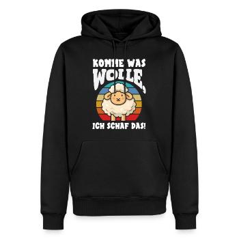 Komme Was Wolle Schaf Retro Vintage Design - Männer Premium Bio Hoodie - Schwarz - Vorne - Nico (187cm)