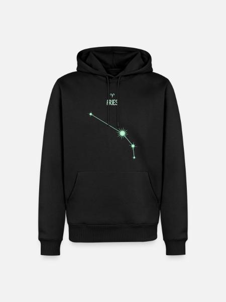 Widder, Sternstern, Sternbild Pastellgrün - Männer Premium Bio Hoodie - Schwarz