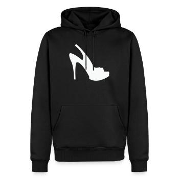 Silhouette Stöckelschuh – Schwarze Eleganz - Männer Premium Bio Hoodie - Schwarz - Vorne - Nico (187cm)