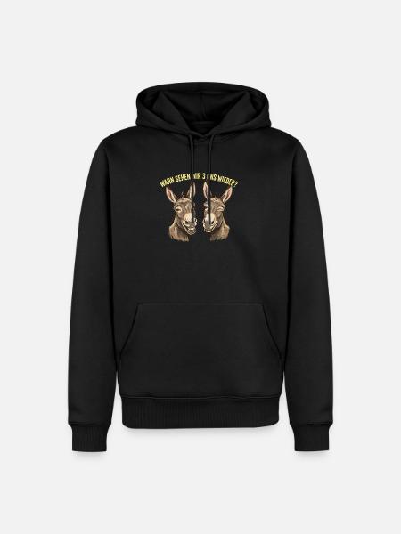 Esel lustiger Spruch wann sehen wir 3 uns wieder - Männer Premium Bio Hoodie - Schwarz
