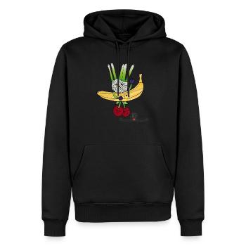 Surfer aus Gemüse und Obst - Männer Premium Bio Hoodie - Schwarz - Vorne - Nico (187cm)
