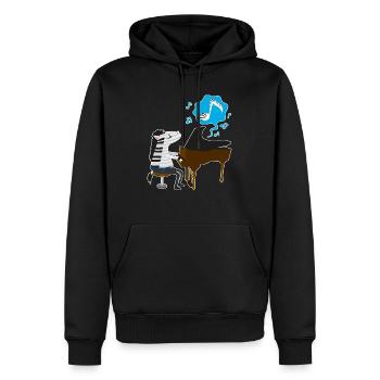 A zebra playing the piano - Men’s Premium Organic Hoodie - black - Front - Nico (187cm)