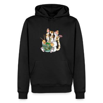 Süße Anime Japanische Katze, Manga Kawaii T-Shirt - Männer Premium Bio Hoodie - Schwarz - Vorne - Nico (187cm)
