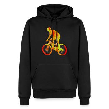 Fahrrad rot gepunktet - Männer Premium Bio Hoodie - Schwarz - Vorne - Nico (187cm)