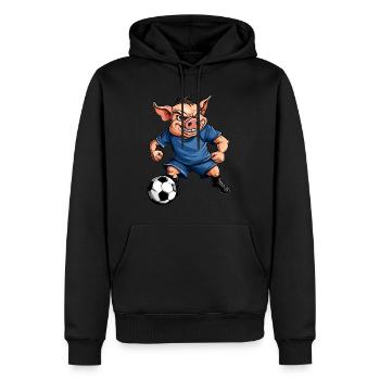 Cochon de football - Sweat à capuche Premium bio Homme - noir - Devant - Nico (187cm)
