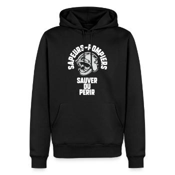 Sapeur pompier - Sweat à capuche Premium bio Homme - noir - Devant - Nico (187cm)