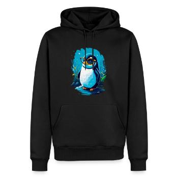 Pingouin mignon - Sweat à capuche Premium bio Homme - noir - Devant - Nico (187cm)