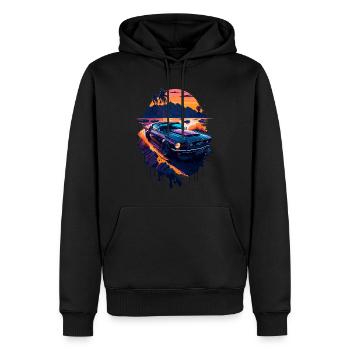 Voiture de sport classique - Sweat à capuche Premium bio Homme - noir - Devant - Nico (187cm)