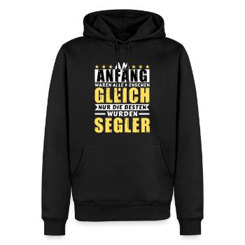 Am Anfang waren alle gleich - Segler Edition - Männer Premium Bio Hoodie - Schwarz - Vorne - Nico (187cm)