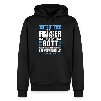 Ich bin Fräser und nicht Gott - Männer Premium Bio Hoodie - Schwarz - Vorne - Nico (187cm)