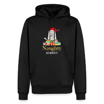 Funny Christmas Cat - Men’s Premium Organic Hoodie - black - Front - Nico (187cm)