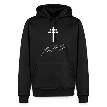 degaullesign wite - Sweat à capuche Premium bio Homme - noir - Devant - Nico (187cm)