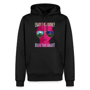 Explorateurs de voyages de vacances dans la nuit - Sweat à capuche Premium bio Homme - noir - Devant - Nico (187cm)