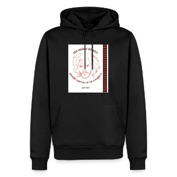 HUGH O DONNELL ROUGE - Sweat à capuche Premium bio Homme - noir - Devant - Nico (187cm)