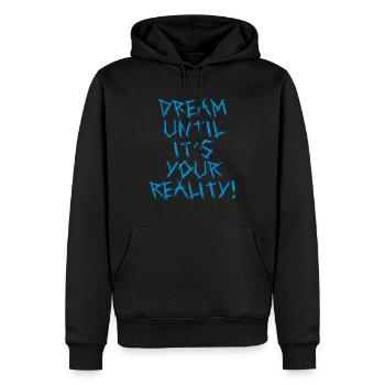 dream until - Men’s Premium Organic Hoodie - black - Front - Nico (187cm)