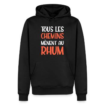 tous Les Chemins Mènent Au Rhum - Sweat à capuche Premium bio Homme - noir - Devant - Nico (187cm)