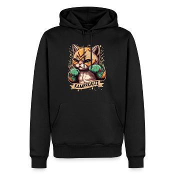 Die Kampfkatze in Action - Männer Premium Bio Hoodie - Schwarz - Vorne - Nico (187cm)