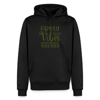 Family Vibes 2023 Gemeinsam Erinnerungen schaffen - Männer Premium Bio Hoodie - Schwarz - Vorne - Nico (187cm)