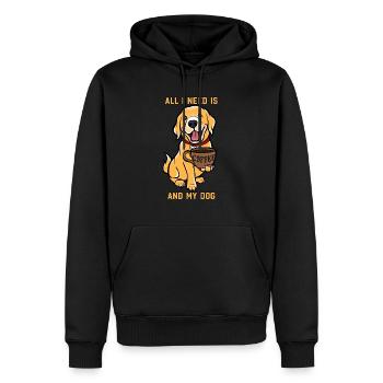 Alles, was ich brauche, ist Kaffee und mein Hund - Männer Premium Bio Hoodie - Schwarz - Vorne - Nico (187cm)