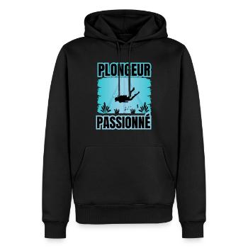 plongeur passionné - Sweat à capuche Premium bio Homme - noir - Devant - Nico (187cm)