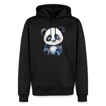 Panda Wasserfarben Zeichnung - Männer Premium Bio Hoodie - Schwarz - Vorne - Nico (187cm)