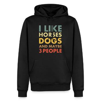 Chevaux et chiens vintage rétro - Sweat à capuche Premium bio Homme - noir - Devant - Nico (187cm)