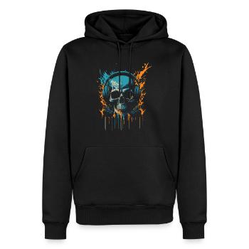 colorful Skull wearing headphones - Men’s Premium Organic Hoodie - black - Front - Nico (187cm)