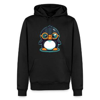 Pingouin avec lunettes de soleil, oiseau antarctique - Sweat à capuche Premium bio Homme - noir - Devant - Nico (187cm)