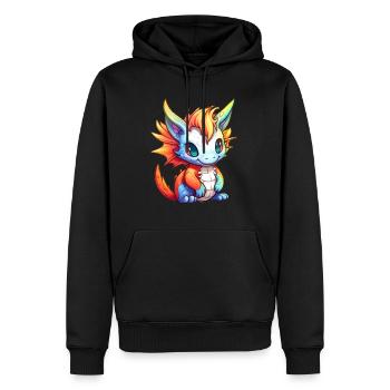 Dragon Kawaii Dessin - Sweat à capuche Premium bio Homme - noir - Devant - Nico (187cm)