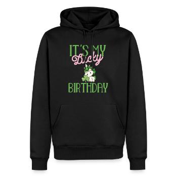 It's my lucky birthday girl funny st patrick's day - Sweat à capuche Premium bio Homme - noir - Devant - Nico (187cm)