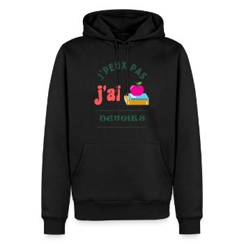J'peux pas, j'ai devoir - Sweat à capuche Premium bio Homme - noir - Devant - Nico (187cm)