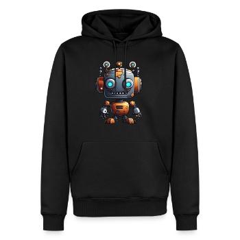 Robot / Machine / IA / Technologie / Mécanique - Sweat à capuche Premium bio Homme - noir - Devant - Nico (187cm)