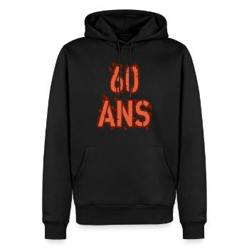 60 ANS - Sweat à capuche Premium bio Homme - noir - Devant - Nico (187cm)