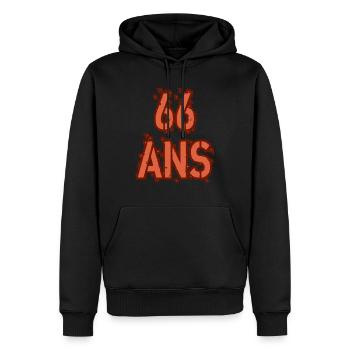 66 ANS - Sweat à capuche Premium bio Homme - noir - Devant - Nico (187cm)
