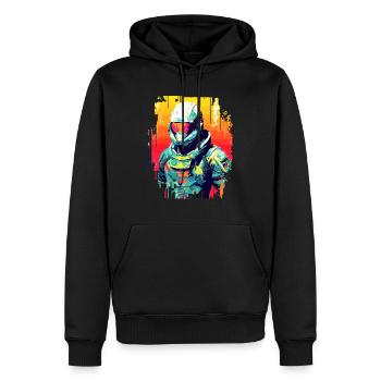 Homme Avec Casque Personnage De Jeu Vidéo Futuriste - Sweat à capuche Premium bio Homme - noir - Devant - Nico (187cm)