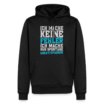 Ich mache keine Fehler... - Männer Premium Bio Hoodie - Schwarz - Vorne - Nico (187cm)