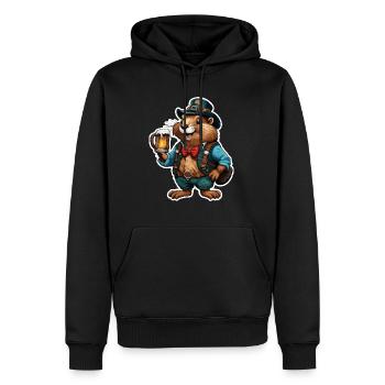 Lederhose / Tier / Tracht / Tradition / Biber - Männer Premium Bio Hoodie - Schwarz - Vorne - Nico (187cm)