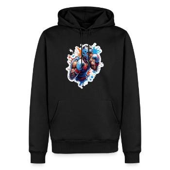 Boxer / Sport / Kampf / Arena / Boxring / Fäuste - Männer Premium Bio Hoodie - Schwarz - Vorne - Nico (187cm)