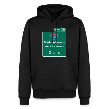 Poker Design Valuetown -straight flush - Schild - Männer Premium Bio Hoodie - Schwarz - Vorne - Nico (187cm)
