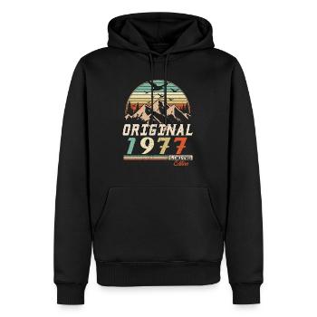 1977 Vintage Retro Birthday Vintage Gift - Men’s Premium Organic Hoodie - black - Front - Nico (187cm)