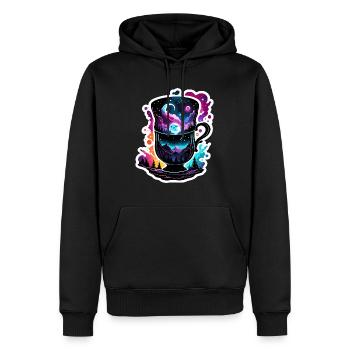 Silhouette / Forêt / Portrait / Arbres / Mug - Sweat à capuche Premium bio Homme - noir - Devant - Nico (187cm)