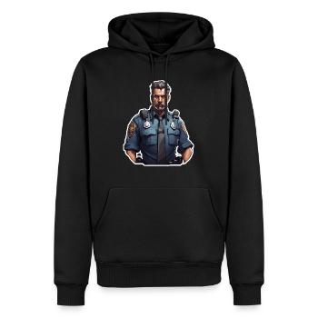 Police / Opérations / Profession / Emploi / Forces d’urgence - Sweat à capuche Premium bio Homme - noir - Devant - Nico (187cm)