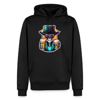 Crâne / Crâne / Squelette / Gothique / Bière - Sweat à capuche Premium bio Homme - noir - Devant - Nico (187cm)