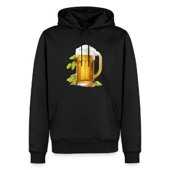Bière glacée dans un pichet avec du houblon et de l’orge - Sweat à capuche Premium bio Homme - noir - Devant - Nico (187cm)