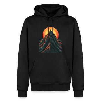 Majestätischer Berggipfel mit aufgehender Sonne - Männer Premium Bio Hoodie - Schwarz - Vorne - Nico (187cm)