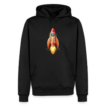Lancements de fusées rétro en illustration bidimensionnelle - Sweat à capuche Premium bio Homme - noir - Devant - Nico (187cm)