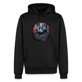 Cool Cat / Funny / Animal / Pet / Crazy - Men’s Premium Organic Hoodie - black - Front - Nico (187cm)
