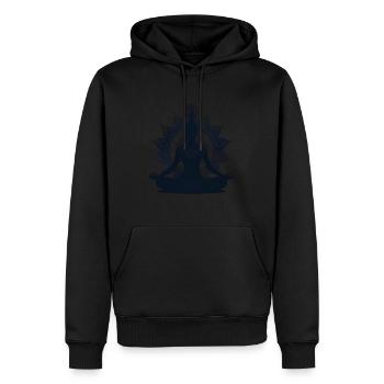Serenes Yoga Pose Silhouette avec Mandala - Sweat à capuche Premium bio Homme - noir - Devant - Nico (187cm)