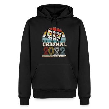 Vintage 2022 2 Year Anniversary Gift - Men’s Premium Organic Hoodie - black - Front - Nico (187cm)